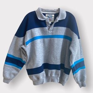 Vintage 90s Collared Striped Sweatshirt Unisex Claybrooke Sport Size Large
